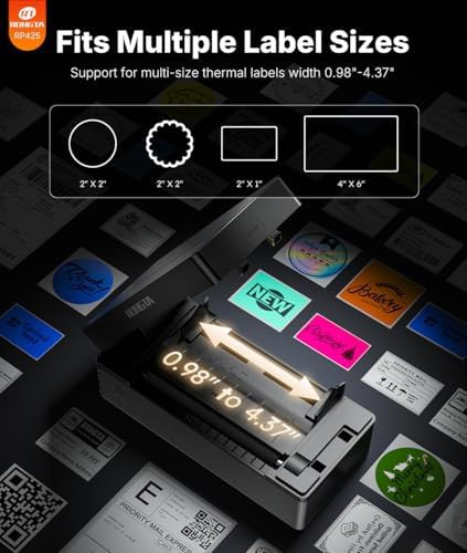Black bluetooth thermal shipping label printer — photo 3