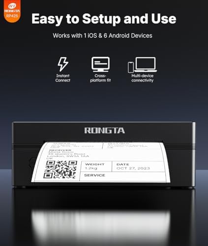 Black bluetooth thermal shipping label printer — photo 4