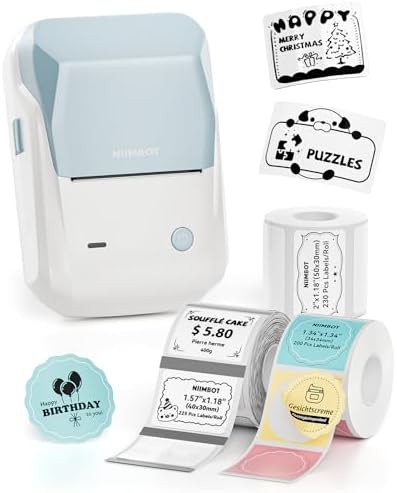 Light blue label maker with three rolls