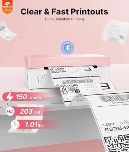 Pink bluetooth shipping printer for business — photo 3