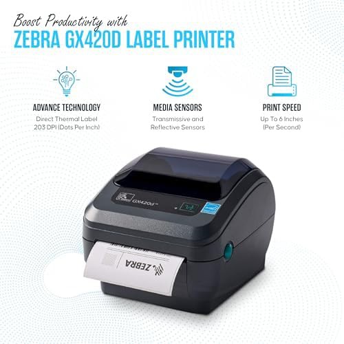 Zebra GX420D ethernet thermal label printer — photo 3