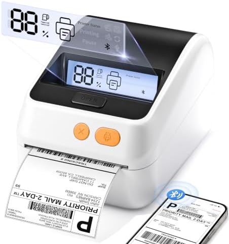 Shipping label printer with internal storage bin