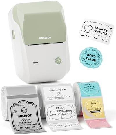 Green label maker with three tape rolls