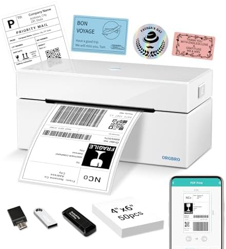 Bluetooth thermal shipping label printer 4x6