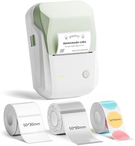 White thermal label printer with three tapes