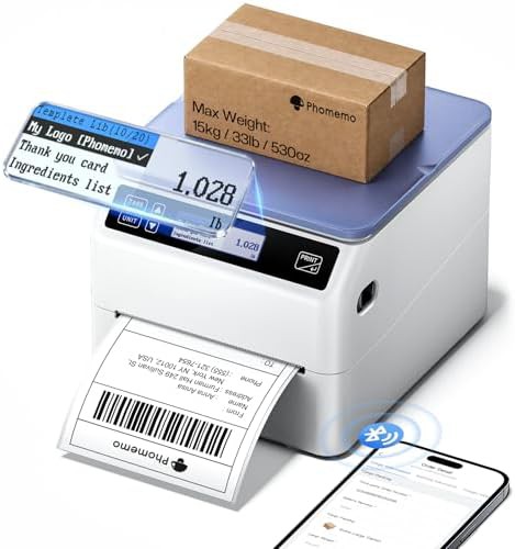 Shipping label printer with integrated scale