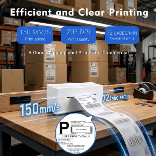 White bluetooth thermal shipping label printer — photo 4