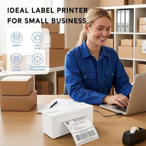 White bluetooth thermal shipping label printer — photo 5