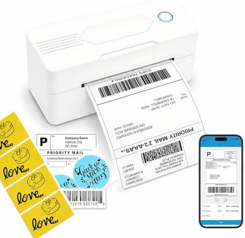 Portable 4x6 bluetooth shipping label printer