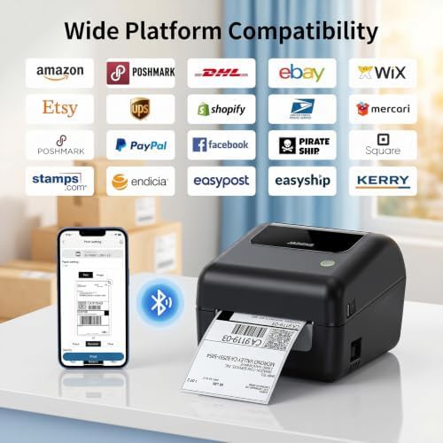 Black bluetooth thermal shipping label printer — photo 3