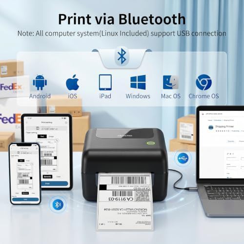 Black bluetooth thermal shipping label printer — photo 4