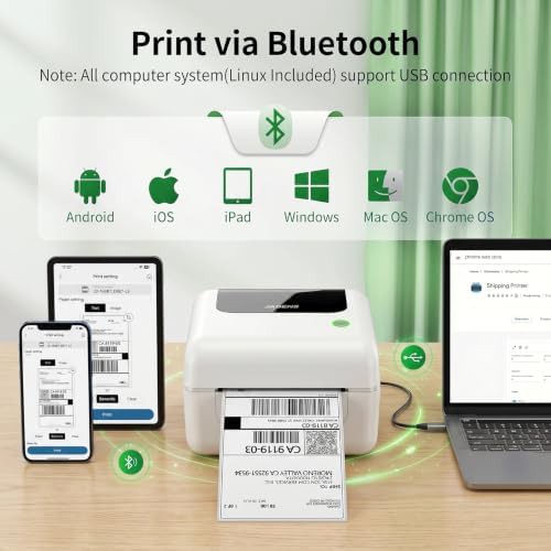 White bluetooth thermal shipping label printer — photo 3