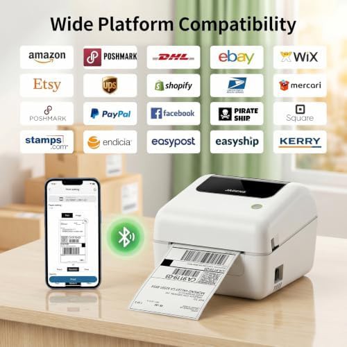 White bluetooth thermal shipping label printer — photo 5