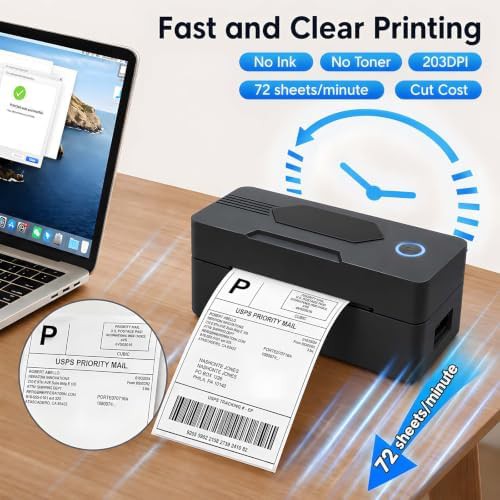Matte black bluetooth thermal shipping printer — photo 4