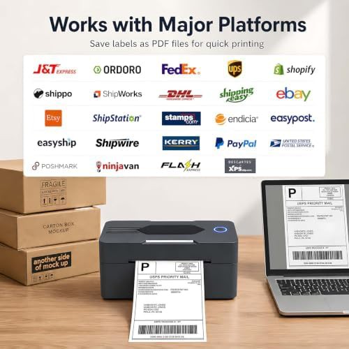 Matte black Bluetooth thermal shipping printer — photo 4