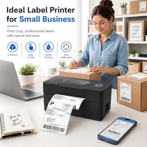 Matte black Bluetooth thermal shipping printer — photo 5