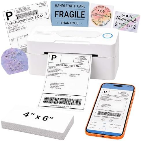 White Bluetooth thermal shipping label printer