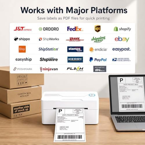 White Bluetooth thermal shipping label printer — photo 4